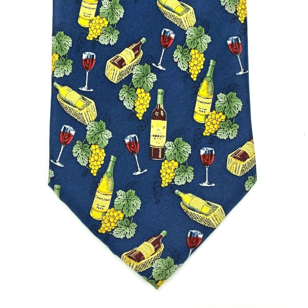 Utopia Men's Blue Tie Handmade Red Wine Chardonnay Grapes Novelty Necktie 58" - Picture 5 of 9